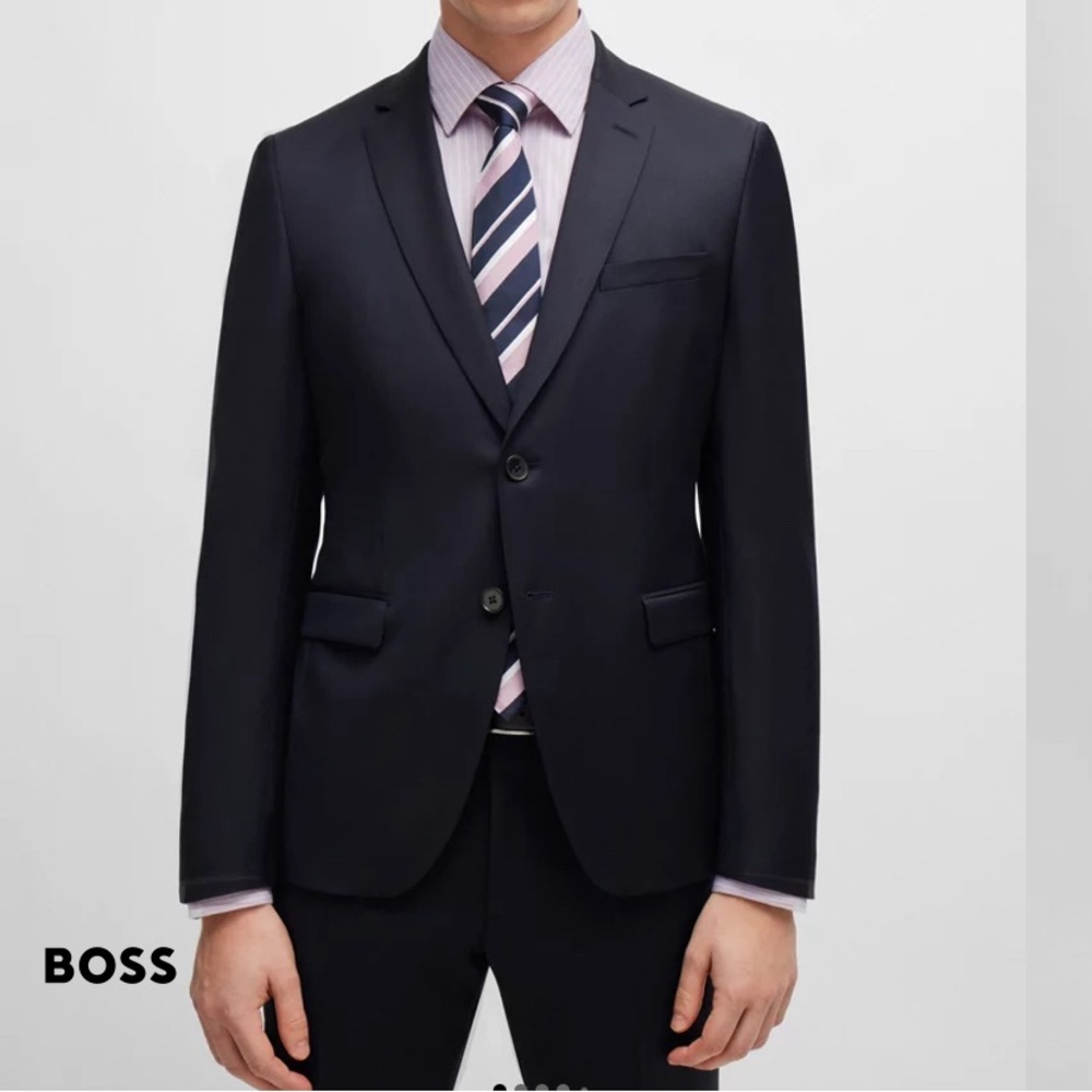 Hugo Boss| Guabello Super 120 Virgin Wool Navy Blue| US 36R